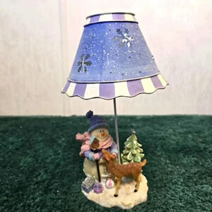Home Interiors Snowman Reindeer Christmas Tree Tea Light Candle Holder Shade NIB